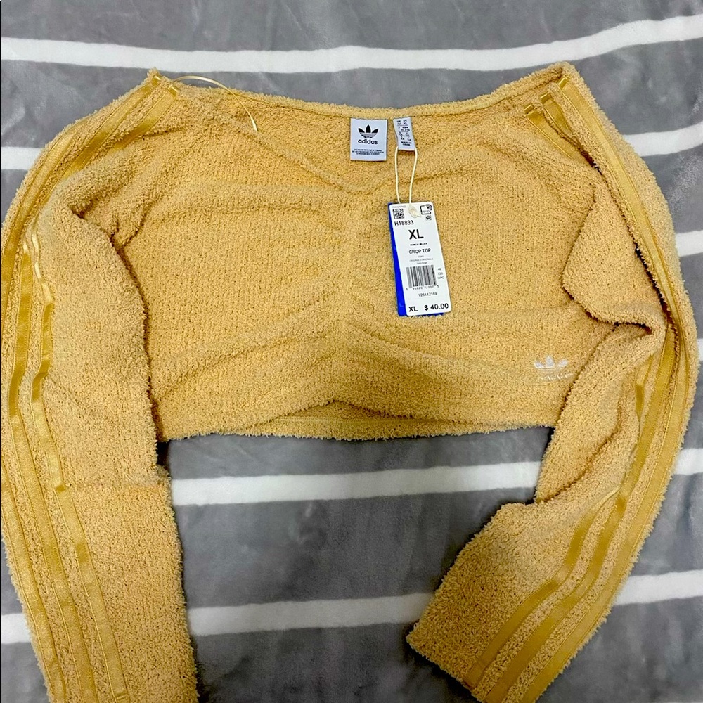 Adidas Sherpa crop off the shoulder